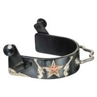 Shooting Stars Black Steel  Bumper Spurs  With Star & Guns 