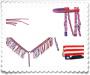 Parade Set - Wool Stars and Stripes Saddle Pad, Red, White and Blue Head Stall, Reins and Fringed Breast Collar With Crystals